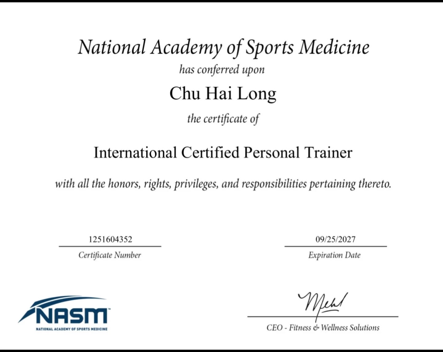 NASM International Certified Personal Trainer